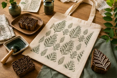 Imprimer sur tissu avec des tampons en bois : le guide DIY pour un tote bag unique