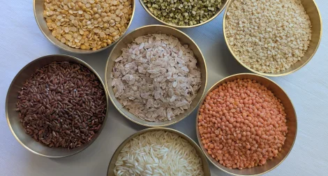 Différentes variétés de lentilles (dal)