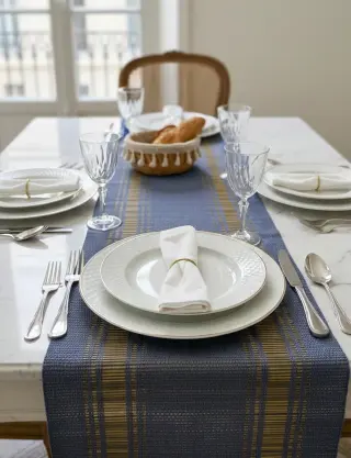 Produit Chemin de table Madhurkathi bleu-gris Image