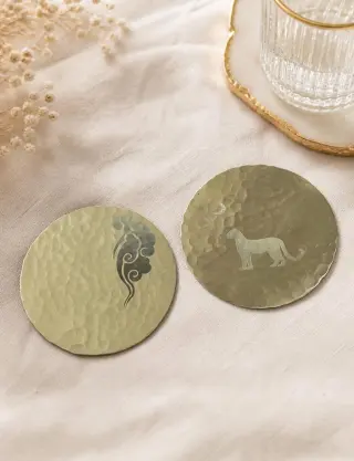 Produit Dessous de verre bronze martelé — Nuage & Léopard (lot de 2) Image