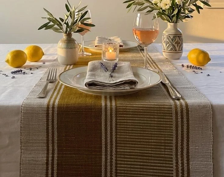 Chemin de table Madhurkathi moutarde