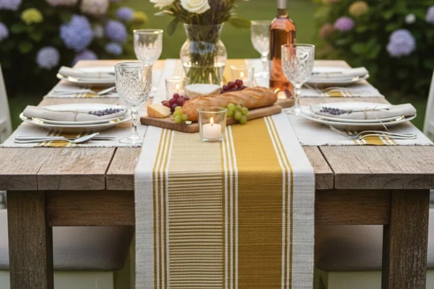 Chemin de table Madhurkathi moutarde