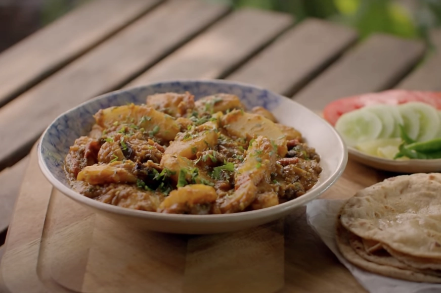 Aubergines et patates