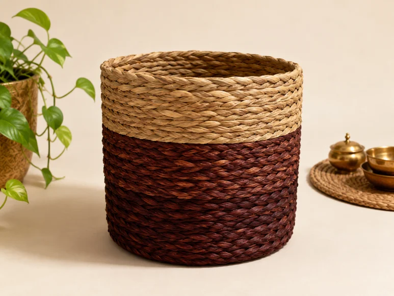 Cache-pot en herbe sabai aubergine