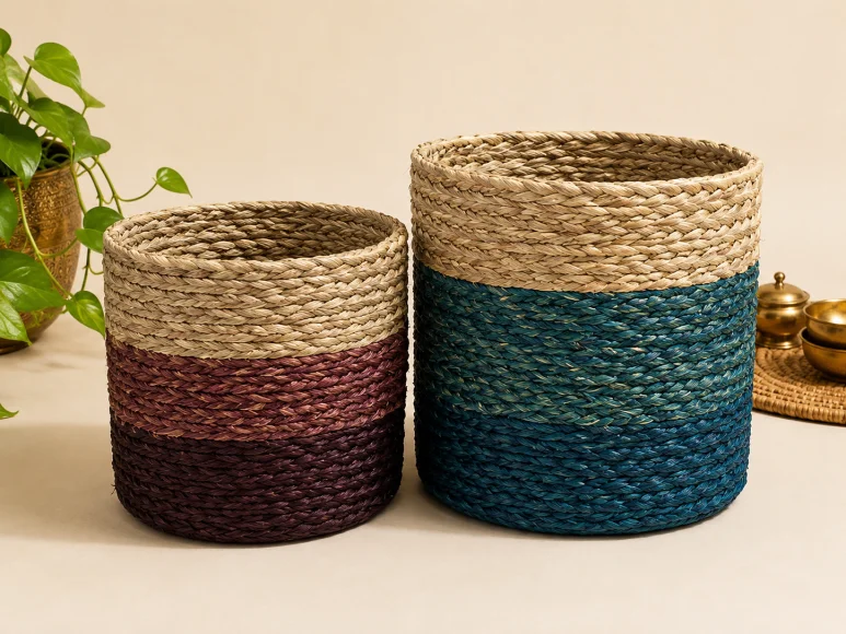 Cache-pot en herbe sabai aubergine