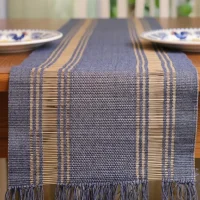 Chemin de table Madhurkathi bleu-gris