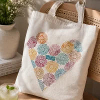 Floral Heart Tote Bag