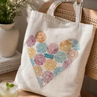 Floral Heart Tote Bag