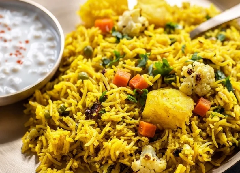 Tehri de l'Uttar Pradesh - Riz aux Légumes Doré