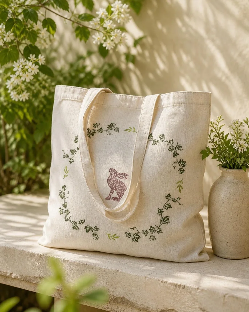 Tote bag Lapin & lierre