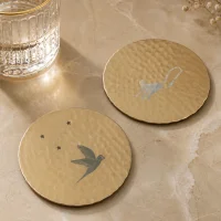 Dessous de verre bronze martelé — Oiseau & Singe (lot de 2)