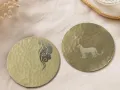 Dessous de verre bronze martelé — Nuage & Léopard (lot de 2)