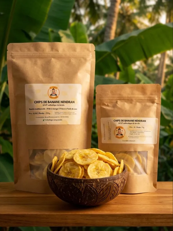 Chips di banana Nendran del Kerala
