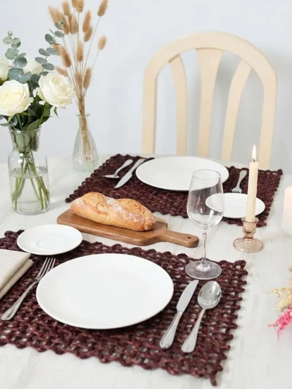 Sets de table en herbe sabai marron (lot de 2)