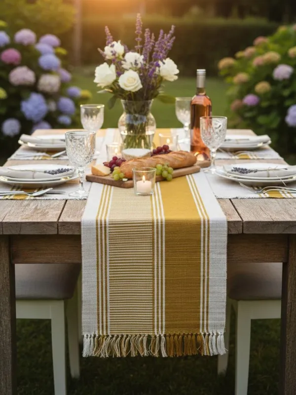Chemin de table Madhurkathi moutarde