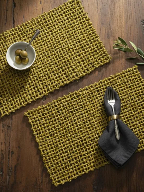 Sets de table en herbe sabai moutarde (lot de 2)